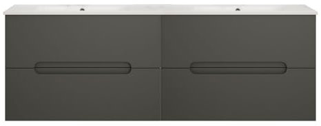 Kibath Mueble de Baño con Lavabo Victoria 120 cm 2 cajones suspendido Acabado Grafito Mate Fabricado en Madera