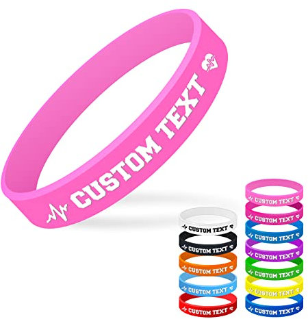 SXLONG Personalisierte motivationsarmbänder Silikon, Benutzerdefinierte Gravierte Silikonarmbänder mit Text, Gummiarmbänder Elastisch Fitness Laufen Sport für Veranstaltungen, Geschenke, Party