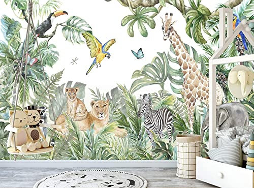 SELIE Papier Peint Jungle Animaux De La Jungle Papier Peint Panoramique Moderne Décoration Murale