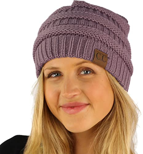 CC Fleece-Beanie-Mütze, flauschig, gefüttert, Unisex, dick, warm, dehnbar, Solid Violet Neu, Einheitsgröße