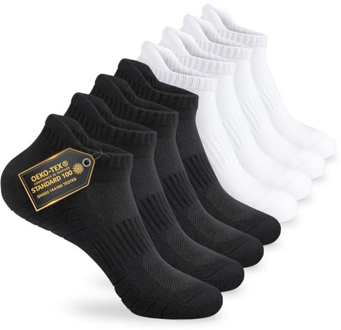 Mowenti Sneaker Socken Herren Damen 39-42 Sportsocken Tennissocken Wandersocken Laufsocken Frottee Running Socks 8 Paar Schwarz Weiß