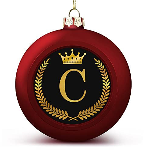 Englisches Alphabet Weihnachtskugeln Ornamente Weihnachten Gold Kranz Alphabet Buchstabe C hängende Kugel Dekorativ für Weihnachtsbäume, Urlaubsparty, Neujahrsgeschenk