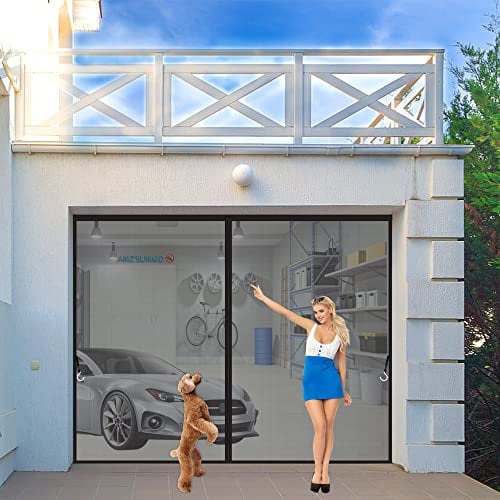 Fiberglass Magnetic Screen Door 60 x 195 cm with Durable Fiberglass Mesh Curtain and Full Frame Hook & Loop Door Net Screen with Magnet Mosquito Screen Door Magnetic Black