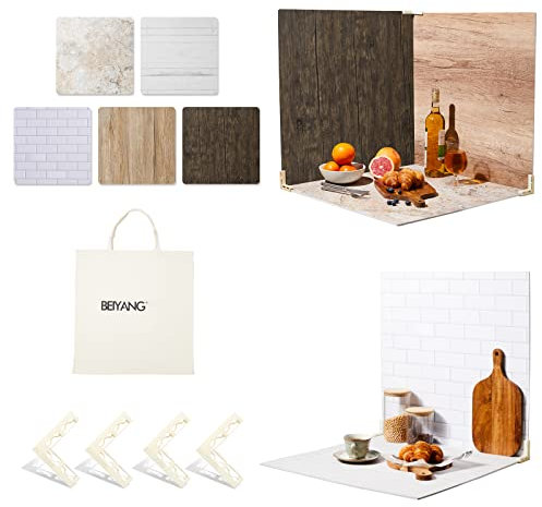 BEIYANG 5 PCS 24x24 Inch Solid Color Cardboard Photo Backdrop Boards for Flat Lay, Food Photography, Studio