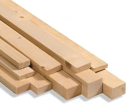 bricoleva.it 10 Listelli in Legno Abete Piallati per Tettoie, Gazebo, Pali - Listelli Lunghezza 2 Metri - Disponibile in più Sezioni (1x2 cm, 10 pezzi)