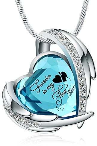 Minicremation Schmuck für Asche, Anhänger – Kristall-Herz-Urnen-Halskette mit Mini-Andenken, Urnen-Gedenk-Asche-Schmuck (Seeblau)