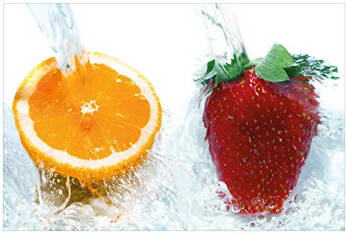 Wallario Premium XXL-Vliestapete Frische Früchte übergossen mit Wasser I - Fototapete Größe: 400 x 267 cm