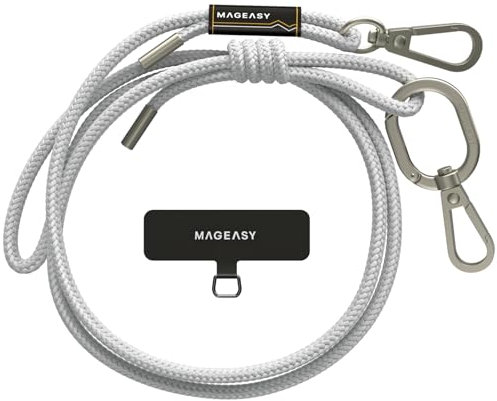 MAGEASY Universal Cell Phone Lanyard - Anti-Theft Rope Crossbody Phone Strap for iPhone 16 Pro Max & Most Smartphones, for Men & Women | 6mm Misty Gray