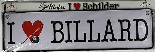 Generisch Schild, I LOVE,Blechschild, 26 x 7cm, NEU (BILLARD)