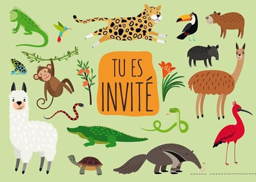 Edition Colibri 10 Jungle Animals Invitations in French for a Children's Birthday or for a Party at the Zoo (11135 FR)