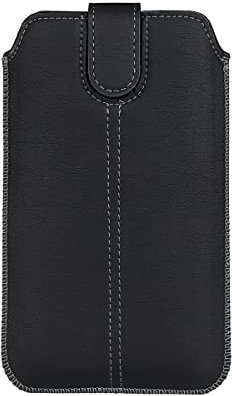 Ultra Slim PU Leather Mobile Phone Sleeve Belt Loop Holster Pouch Case for iPhone 16 Plus 15 14 13 Pro Max Samsung Galaxy S25 Ultra S24 Ultra A14 A16 A26 A36 A04 A05 A06 Google Pixel 8 Pro (Size XL)