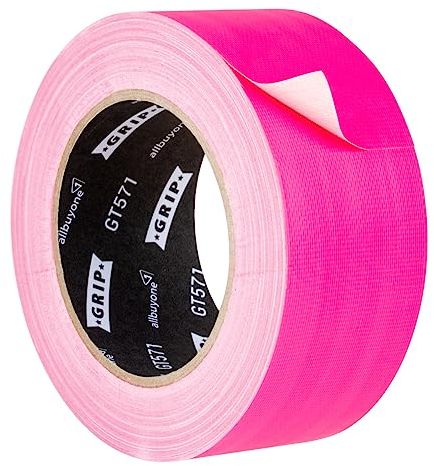 GRIP Eventbasics Nastro neon GT 571, fluorescente Gaffa Tape 50 mm x 25 m, struttura in tessuto fine, elevata adesività, 48 ore, rimovibile per interni ed esterni, rosa fluo