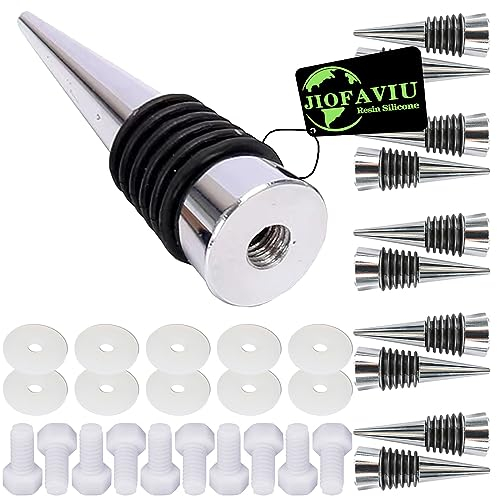 JIOFAVIU 10 Stück Weinstopfen Zubehör mit Schrauben für Harzformen, Flaschenverschlüsse Set für Hochzeit Weinparty (10 Stopfen ohne Kleben)