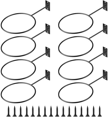 CPROSP 8tlg Ballhalterung Wand Metall, Universal Ball Holder Rack 14cm, Sportball Halter Schwarz, ballregal Wand für Rugby Volleyball Fußball Basketball Display