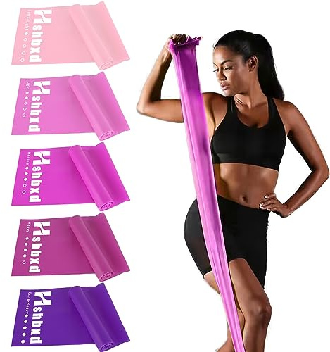 Widerstandsbänder für Damen und Herren, Physiotherapie-Bänder, elastisches und Übungsbänder-Set zum Dehnen, geeignet für Reha, Yoga, Pilates, Fitnessstudio, Heimübungen (Farbverlauf), 5 Stück