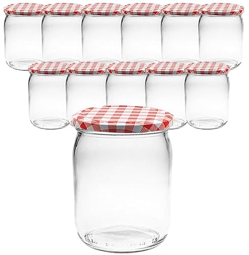 Devitre 12er Set Marmeladengläser 540 ml Einmachgläser mit Deckel und Aufklebern