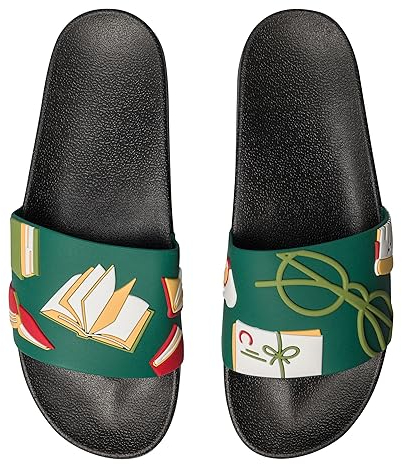 Dedoles Sliders & Slippers for Women, Men & Kids Non-Slip Shower Sandals Funny Designs Beach Shoes for Home Garden Bathroom Poolside Gift, Colour: Book Lover, Size: 8,5 UK