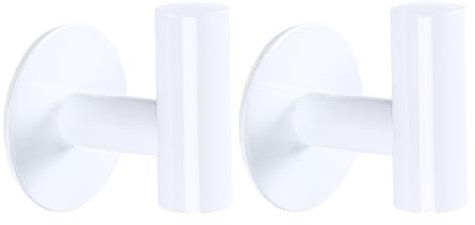 2 Pcs Bathroom Towel Hook Adhesive Door Hooks Self-Adhesive Wall Stick on, White Heavy Duty Robe No Drill Coat Hanger for Clothes Closet Sponges Hotel (TUG132046)