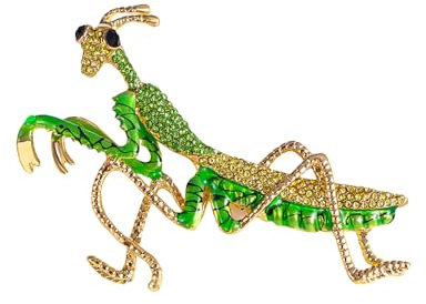 Brosche mit Strass für Damen und Herren, vergoldet, modisch, grüner Kristall, lange Insekten, Tiere, Grashüpfer, Brosche, Schal, Anzug, Anstecknadeln, Vintage, kreatives Kleid, Zubehör, Themenparty