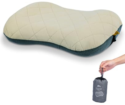 iClimb Ultraleichtes, kompaktes Campingkissen mit abnehmbarem Bezug, aufblasbares Reise-Luftkissen (Beige)