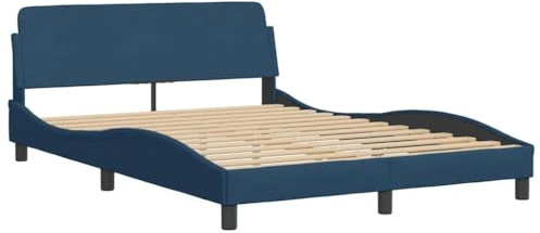 vidaXL Bettgestell mit Kopfteil Dover Blau 120x200 cm Stoff