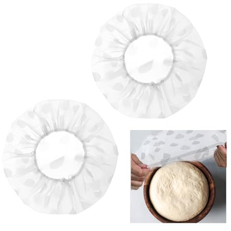 2 Stück Abdeckhauben für Lebensmittel Brot Backen Zubehör Gärkorb Gärkörbchen Bread Gärfolie Rund Schüsseln Sourdough Abdeckung Covers Gummizug Accessories Frischhaltehauben abdeckhaube gärkorb