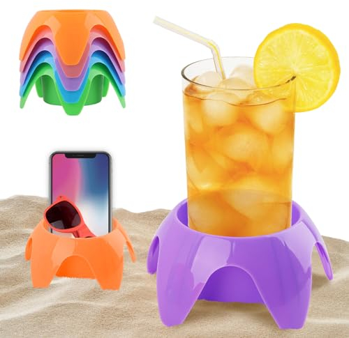 XiXiRan Portavasos de Arena para Bebida,5 Piezas Portavasos de Playa Portavasos de Playa Portátiles,Accesorios Portátiles para Vacaciones en la Playa,Portavasos Esencial Verano (pentágono)