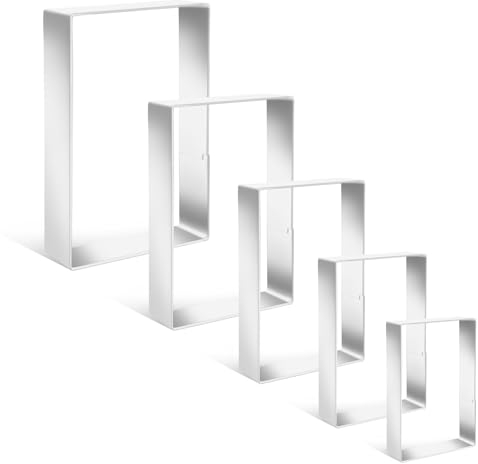 Set di 5 formine rettangolari per biscotti, in acciaio inox, quadrate, per biscotti, pasticceria, fondente, torte, biscotti, 2,5 cm di profondità