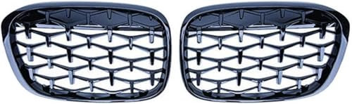 renyinsuo Auto Front Kühlergrille Für BMW X1 F48 F49 2016 2017 2018 2019, Frontstoßstange Verschleißfest wetterfest Dauerhaft Grill,Glossy Black