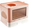 Bac à Litière pour Chat, Bac à Litière Fermé, Maison de Toilette, Plateau Amovible, Pelle, Brosse, pour Grand Chat, Capacité de Charge 15 kg, Anti-Traces, Anti-fuites (48,5 * 36,5 * 38 cm = Rose)
