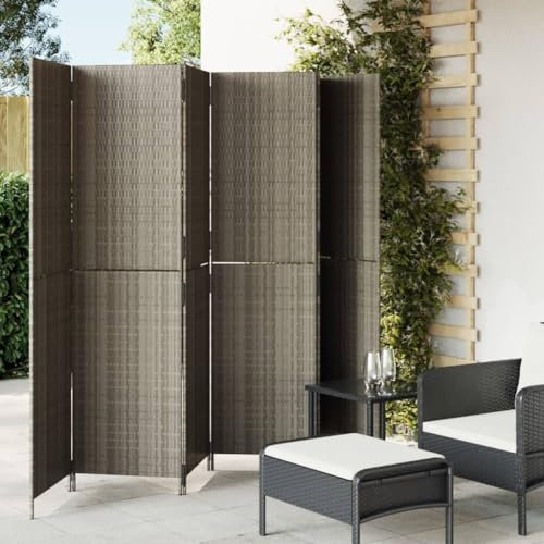 Raumteiler, Raumteiler, 6 Paneele, grau, Polyrattan