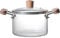 KRODEAIR Olla de Vidrio de 3 l para cocinar a Fuego Lento, Olla de Vidrio Transparente, Olla para Caldo, Olla para cocinar de Vidrio Resistente al Calor, Cacerola de Vidrio con Tapa y Mango de Madera