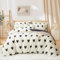 Covebett Flanelle Housse de Couette 200x200 Cœur Noir et Blanche Hiver Chaude Parure de lit Polaire Peluche Réversible Linge de Lit Adulte 2 Personnes Fermeture Éclair + 2 Taie d'oreiller 65x65cm
