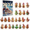 Huhn Huhn Adventskalender 2024, 24 Tage Weihnachten Hängende Huhn Anhänger mit Nikolausmützen, 2D Acryl Huhn Hängende Ornamente Countdown Kalender Weihnachtsgeschenke