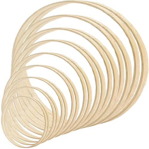 18 Stück 9 Größen Bambus Blumenkranz, Basicon Traumfänger Ringe Holzringe zum Basteln Makramee Ringe zum Basteln Aufhängen Traumfänger DIY Floral Hoop Wandbehang Handwerk Floristik Hochzeitskranz(3/4/