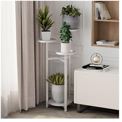 Hoher Blumenständer, Pflanzenregal, für drinnen und draußen, Eckregal (weiß, 80 cm)