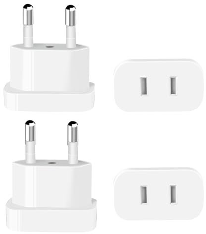 VIEVRE 4 Stück US to EU Adapter,EU Stecker Adapter,Stecker US auf EU,Adapter für Steckdosen,US EU Adapter,US auf EU Adapter,Steckdose Adapter EU,Steckeradapter Japan Deutschland,Adapter Eurostecker