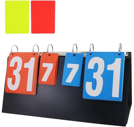 JRSHIRLEYLTD Anzeigetafel, tragbare Sportanzeigetafel, Wettkampfanzeigetafel mit 2 Stück Schiedsrichterkarte, für Basketball, Fußball, Volleyball