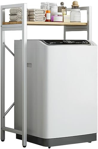 Estante de almacenamiento multifuncional para lavadora con patas antideslizantes ajustables, ahorro de espacio B (blanco)