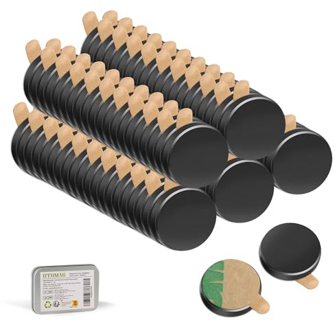 UTOMAG 100 Stück Kleine Klebemagnete 8x1mm, Mini Magnete Selbstklebende | Schwarz Neodym Kleben Scheibenmagnete, Mini Runde Powermagnete für Whiteboard, Kühlschrank, Basteln, Vorhänge, Büro, Schule