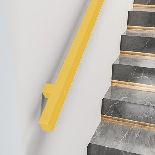 Renmlion 1-20Fuß Modernes Treppengeländer aus Metall für Innentreppen, Industrielles Treppengeländer Wandmontage Handlauf für Außentreppen, goldenes Treppengeländer mit Beschlägen(450cm)