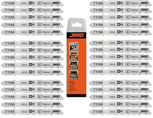 Lot de 30 lames de scie sauteuse HSS T118A 92 mm pour bois, métal, coupe rapide, lame de scie alternative