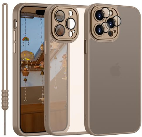 YUANDMI Cover per iPhone 15 Pro Max, Custodia per iPhone 15 Pro Max Traslucida Opaca Case Ultra-Sottile Silicone Anti-Scivolo Resistente ai Graffi, Titanio Sabbia