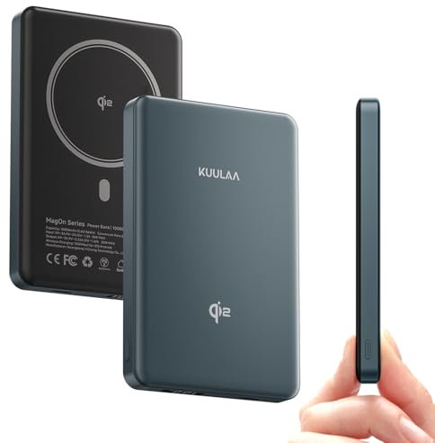 Kuulaa MagSafe Power Bank 10000 mAh, Batería Externa inalámbrica Qi2, PD 20W USB-C inalambrico Power Bank Magnetico para iPhone 16/15/14/13/12/Pro/Pro MAX