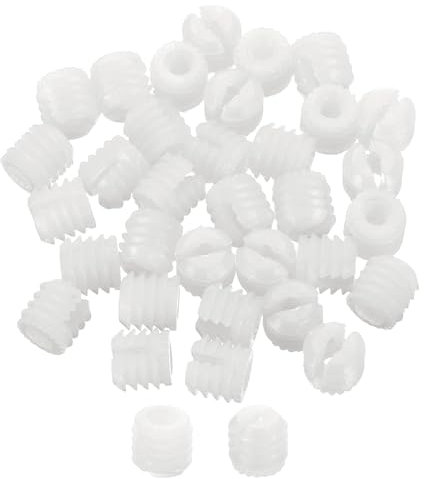 sourcing map 200Pcs 0.35x0.34 Hinge Dowels, Plastic Dowel Insert with Threaded for Cabinet Door Hinges Furniture Connections, White