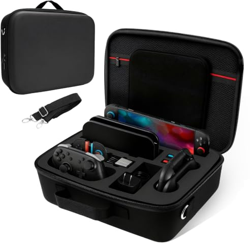 FIWWAT Étui de Protection pour Nintendo Switch 2, Housse Switch 2 Compatible avec Console, Manette Pro, Dock & Accessories - Noir