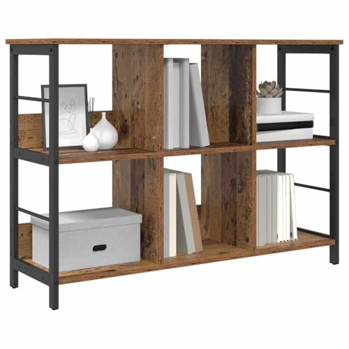 vidaXL Bücherregal 6 Ebenen 102 x 32 x 72,5 cm Holzwerkstoff Altholz