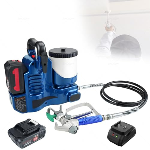 DPLXQPP Pistolet à Peinture Dorsal sans Air électrique,équipé d'une Batterie 21v/5a,Débit Maximale 1,1l/Min,15mpa,pour Peinture sur Murs,Toits,Clôtures Et Structures Métalliques 2battery