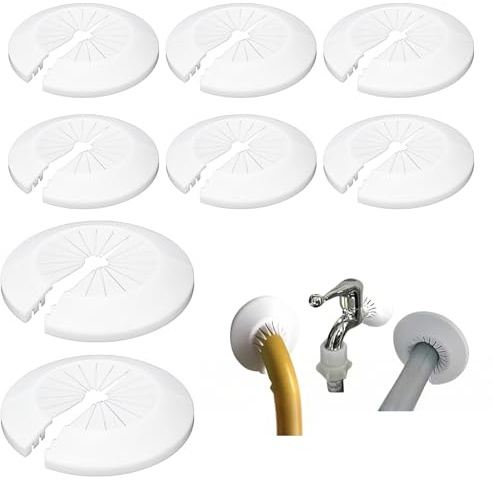TEOZBLU 8 Pièces Rosace de Radiateur Cache-Tuyau | 30-55mm Plastique Solide Blanc | Décoratif Plomberie | Pour Tuyau de Chauffage Eau Installation Maison