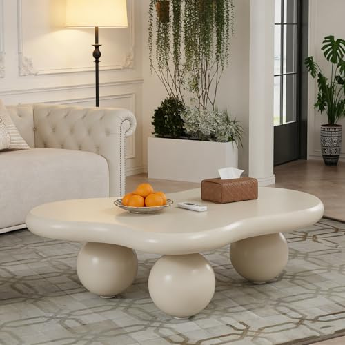 FeiZhiYanS Table Basse asymétrique en Bois de Style Industriel avec Pieds Robustes, Style campagnard Moderne du Milieu du siècle, pour Salon d'appartement,E47.24in